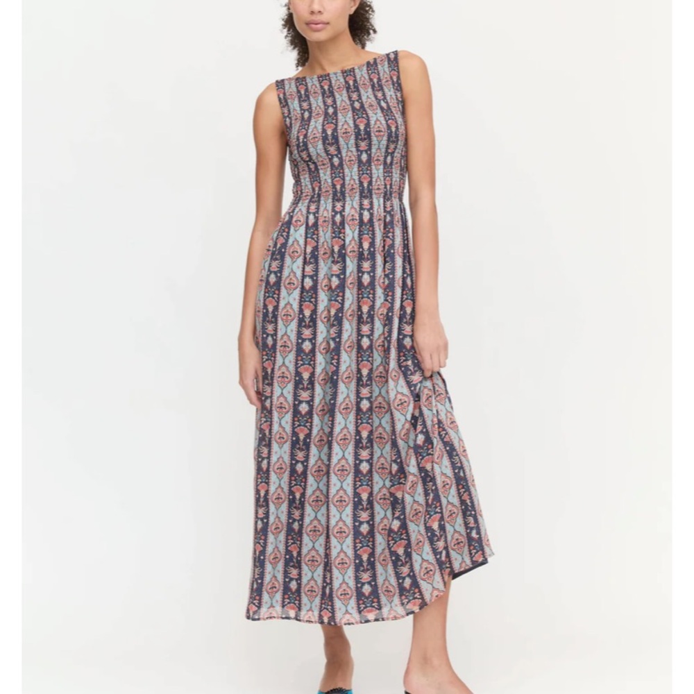 Hill House Home Cosima Nap Dress in Navy Emma Stripe size can
